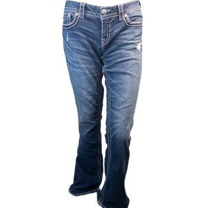 COPY - Miss Me Bootcut Size 28 Blue Jeans Low Rise Medium Wash Embellished Denim